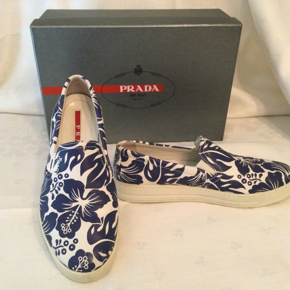 Prada Napa St Ibiscus casual slip ons